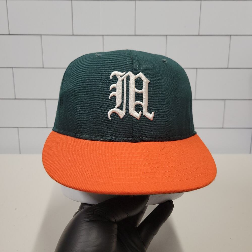 Vintage Miami Hurricanes Pro Line Cap Fitted 7 1/8 Hat Green Orange NCAA USA